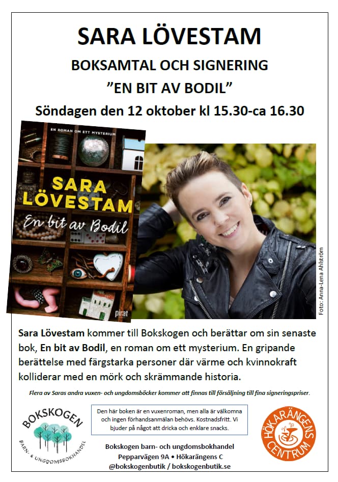 En bit av Bodil – Boksamtal och signering med författare Sara Lövestam