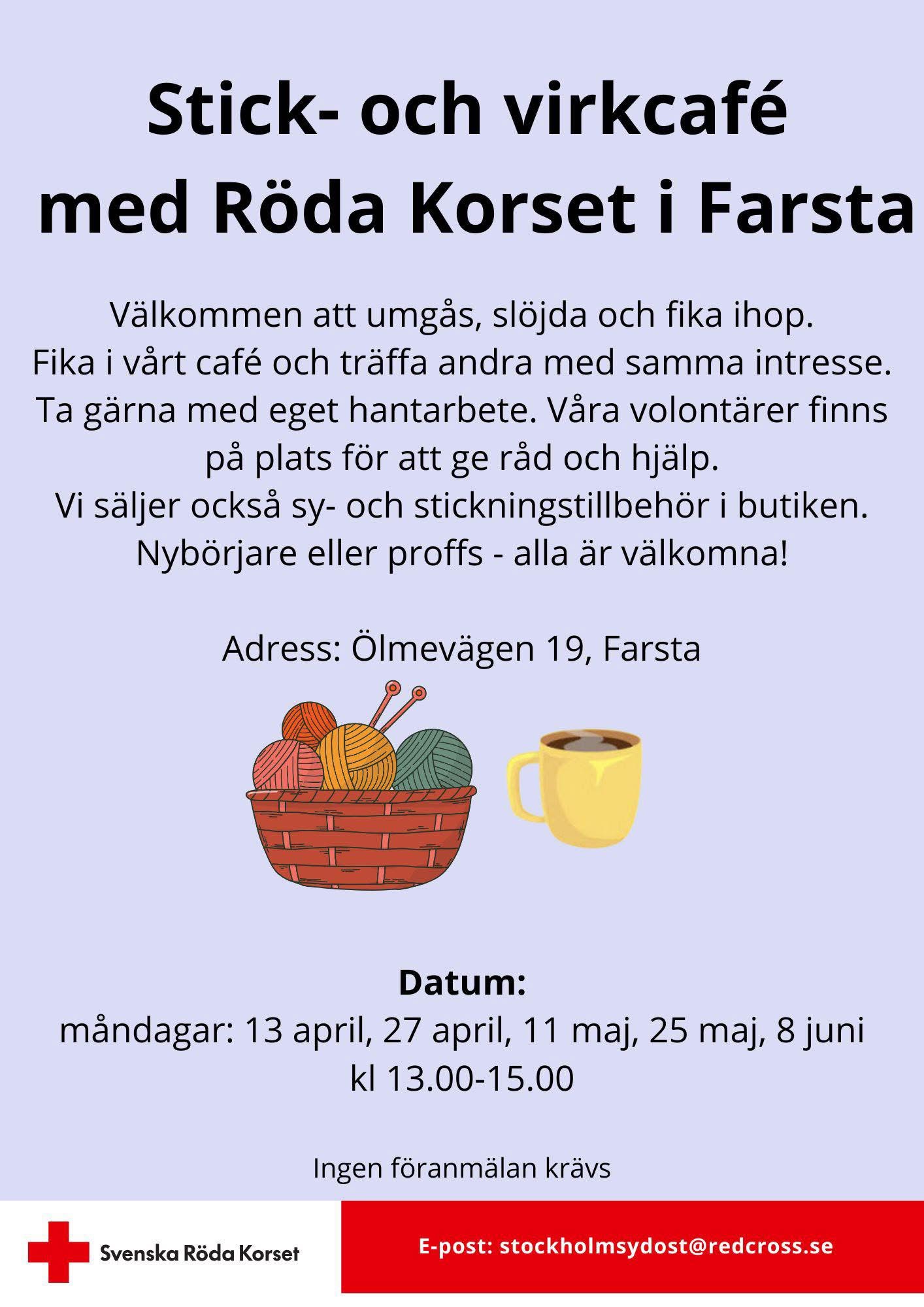 Stick- och virkcafé med Röda Korset